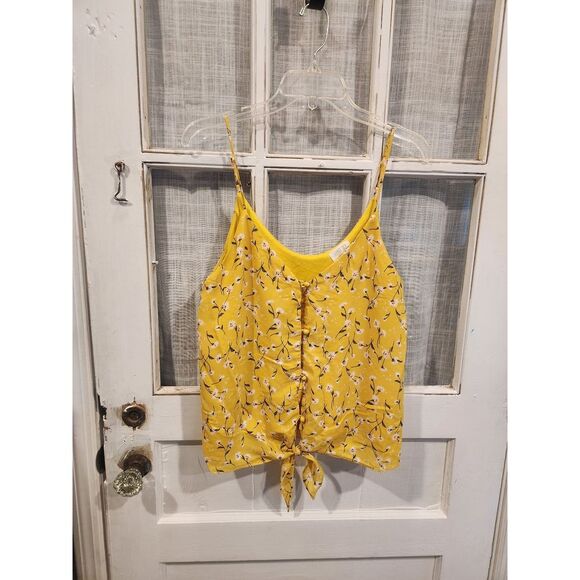 Sienna Sky Yellow Floral‎ Button Front Tank Top Women's Size Medium - Picture 1 of 4